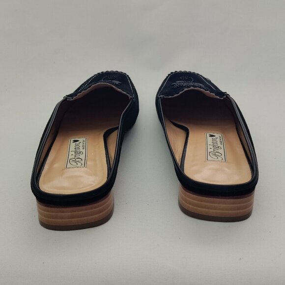 Brighton Leather Melanie Size 9 Slides Mules Shoes Beaded Silver Heart Black - Picture 3 of 6